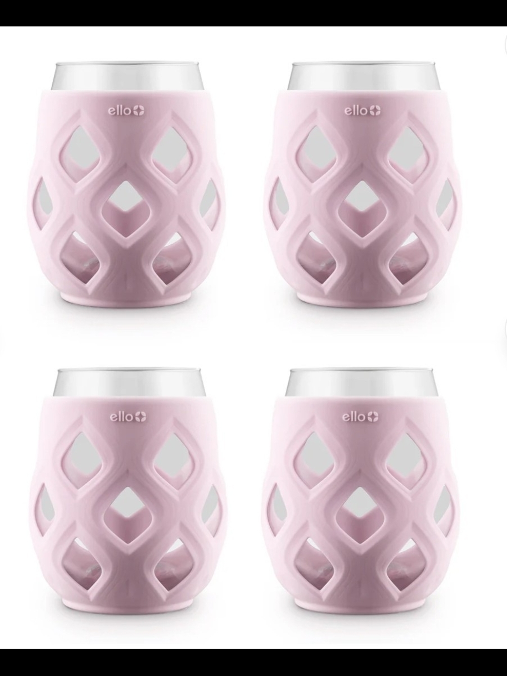ello Pink Silicone Wine Tumbler Sleeve - Set of 4